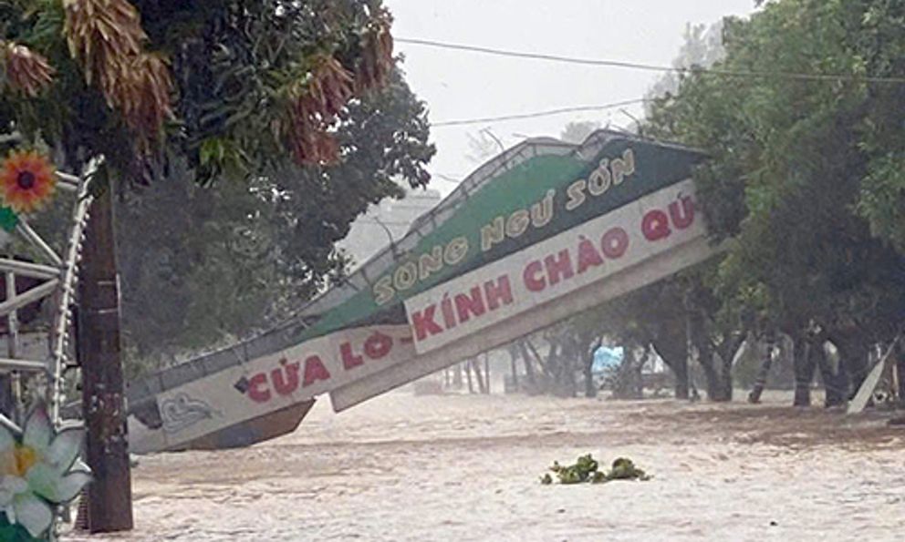 Bão số 5 đổ bộ Nghệ An: Gió rít từng cơn, cây xanh, cột điện ngã đổ, ngập cục bộ