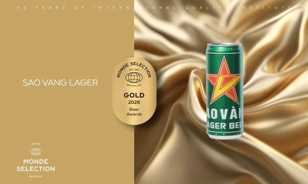 Bia Sao Vàng LAGER đạt giải vàng chất lượng quốc tế Monde Selection 2026 tại Bỉ