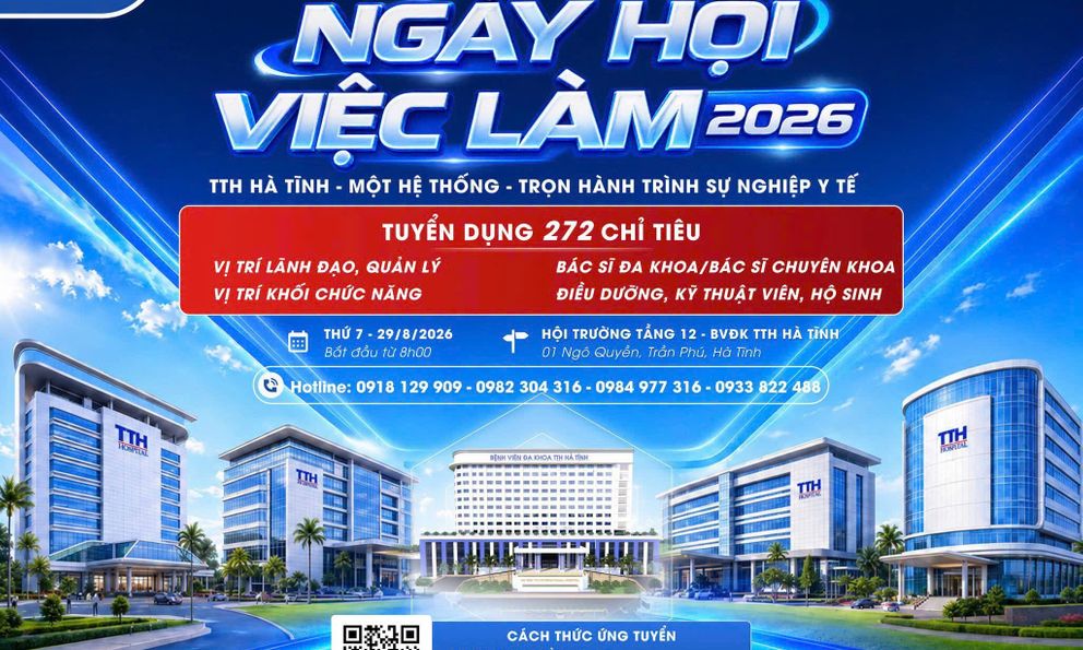 Ngày hội việc làm TTH Hà Tĩnh 2026: Tuyển dụng 272 vị trí 