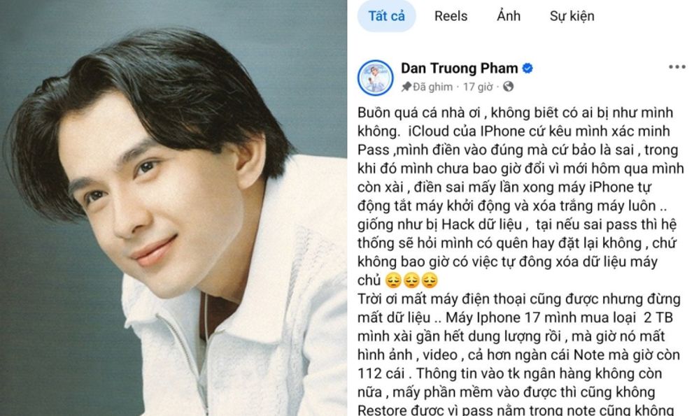 Đan Trường mất sạch dữ liệu iPhone vì nhập sai mật khẩu nhiều lần: cẩn thận với tính năng 