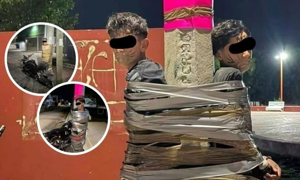 Batman lộ diện tại Mexico: Dùng băng keo trói sống hàng loạt tên trộm xe máy vào cột đèn khiến cảnh sát đau đầu