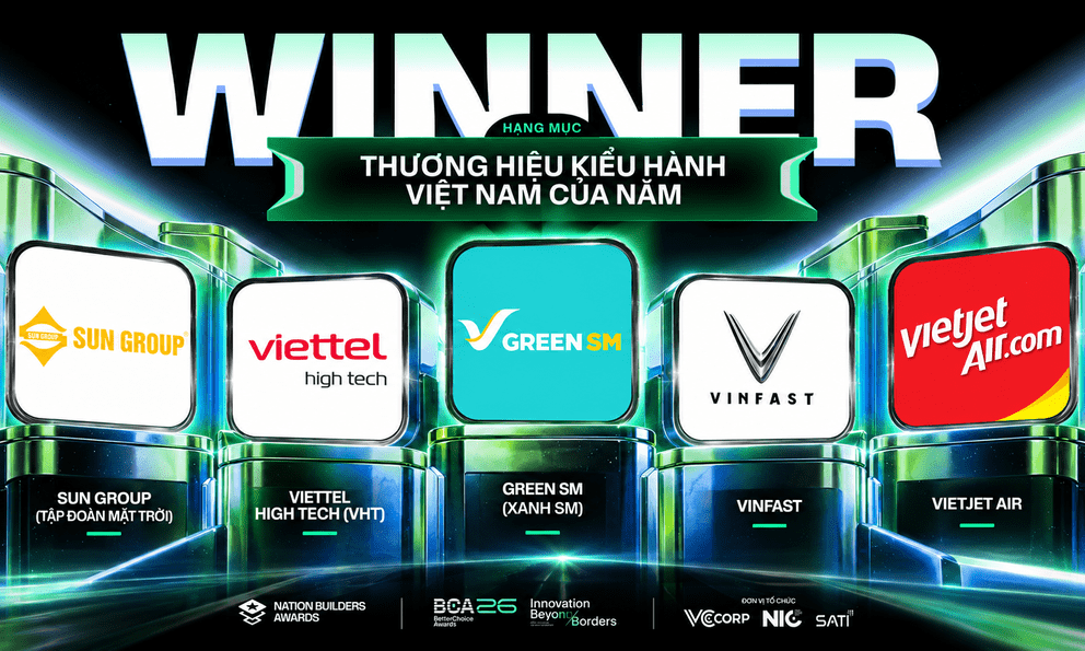 Better Choice Awards 2026: Vietjet, VinFast, Green SM, Viettel, Sun Group được vinh danh Thương hiệu Kiêu hãnh Việt Nam