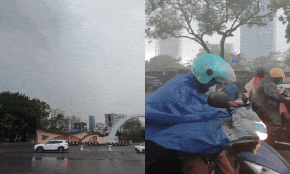 Ảnh, clip: Hà Nội tối đen vì mưa lớn, sấm chớp sáng rực bầu trời khiến ai nấy giật mình