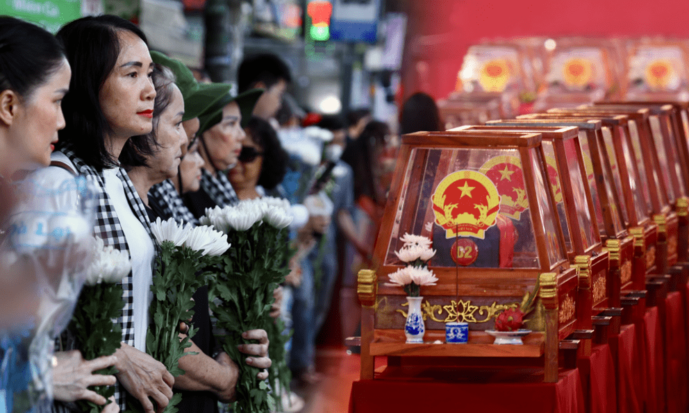 Đang diễn ra lễ viếng, truy điệu liệt sĩ quy tập tại công viên Lê Thị Riêng: Người dân TP.HCM đã cầm hoa trắng chờ bên đường