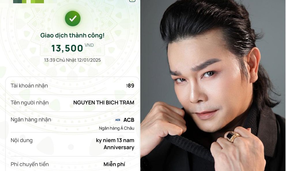 Nam nghệ sĩ Việt chuyển cho vợ 13.500 đồng nhân dịp kỷ niệm 13 năm ngày cưới