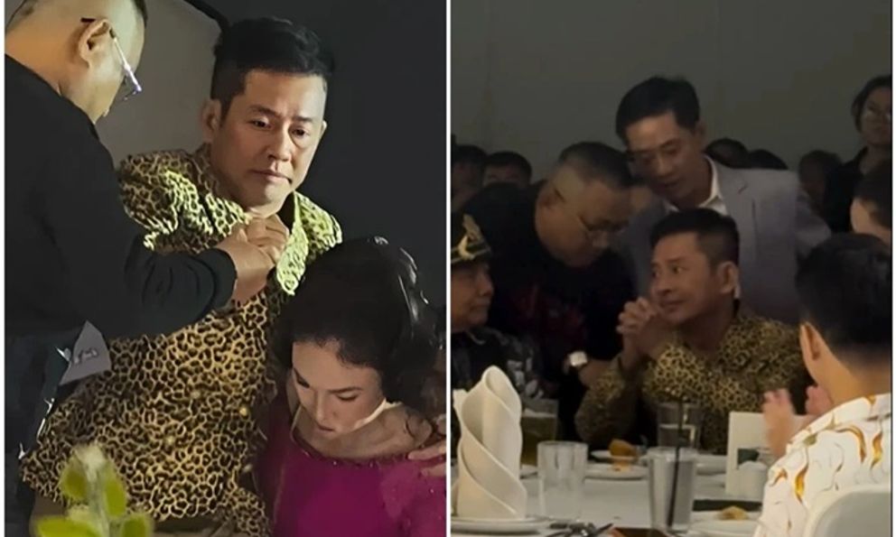 Đám cưới con trai: Tấn Beo được đồng nghiệp bế lên sân khấu, xúc động bật khóc