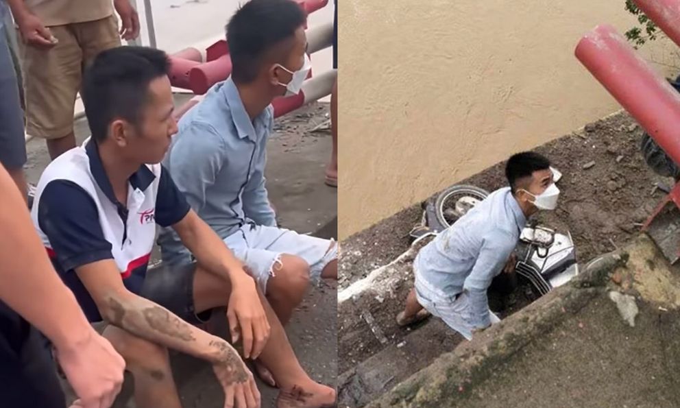 Hai thanh niên thoát chết trong vụ sập cầu Phong Châu, người và xe rơi xuống chân cầu