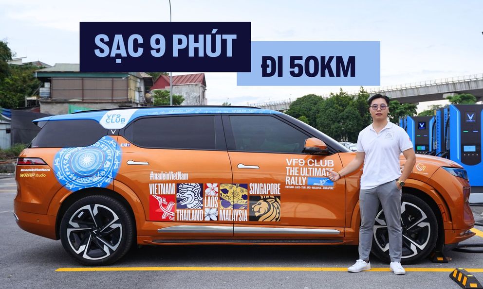 Chủ xe VinFast VF 9 trải nghiệm trạm sạc siêu nhanh lớn nhất Hà Nội: ‘9 phút đi được 50km, vị trí thuận lợi, toàn trụ công suất lớn’