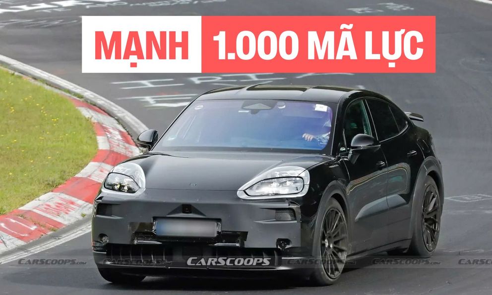 Lộ ảnh Porsche Cayenne EV: Có cánh gió cố định, động cơ điện mạnh hơn 1.000 mã lực