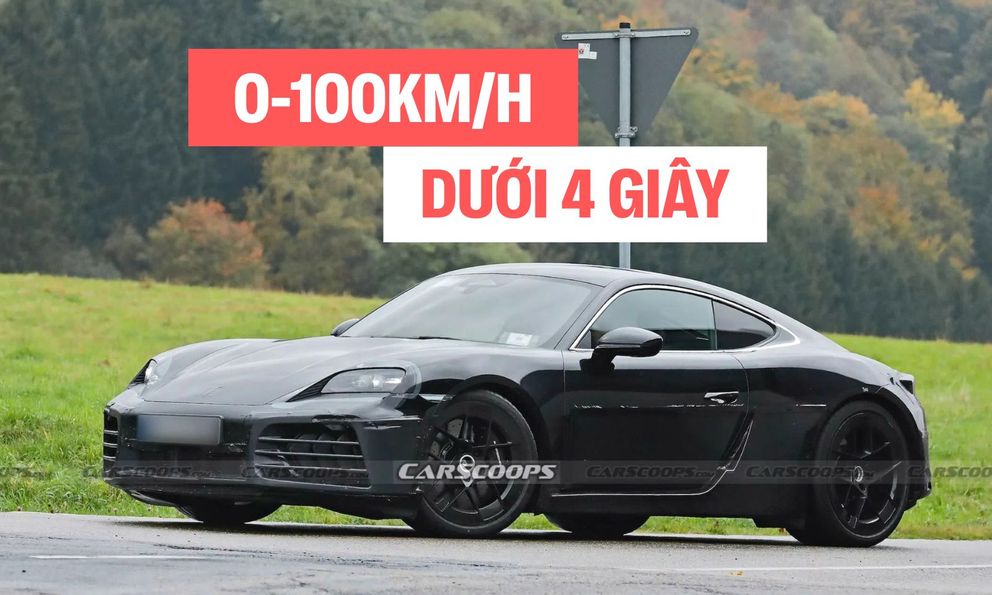 Porsche 718 EV lộ ảnh chạy thử: Đèn giống Taycan, hốc gió giống 911, tăng tốc 0-100km/h dưới 4 giây