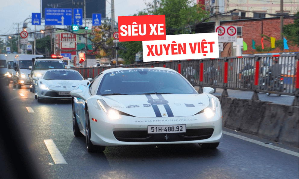 Dàn xe của ông Đặng Lê Nguyên Vũ rời trung tâm TP.HCM, bắt đầu hành trình xuyên Việt hàng nghìn km