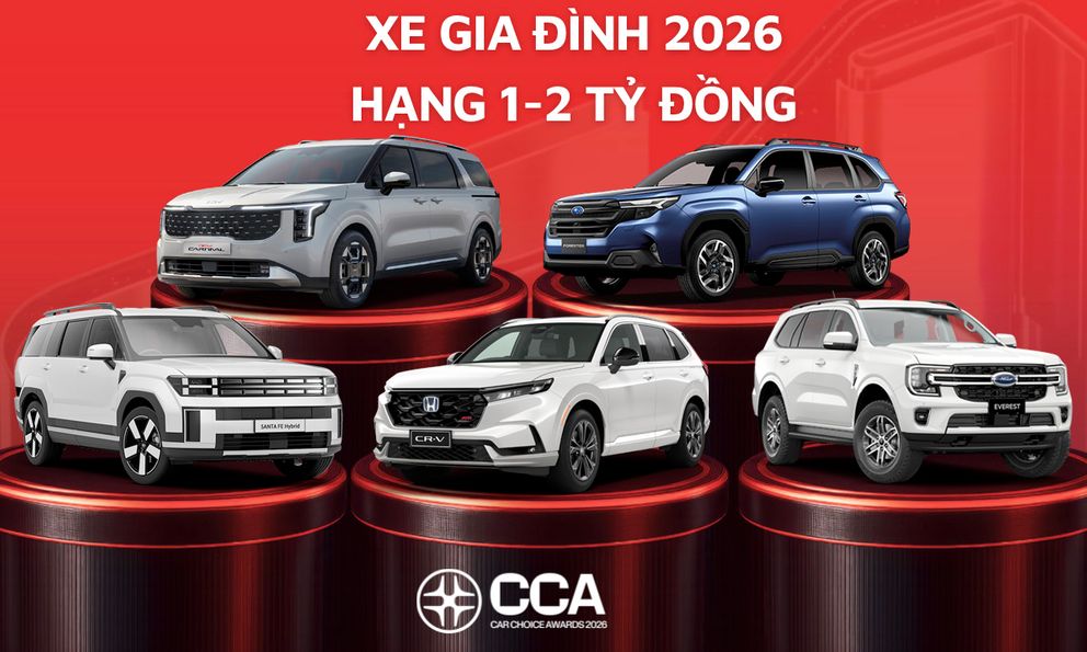 Xe có tùy chọn hybrid ‘chiếm sóng’ Top 5 Xe gia đình 1-2 tỷ đồng tại CCA 2026: Carnival là MPV duy nhất cạnh tranh nhóm SUV cỡ C, D