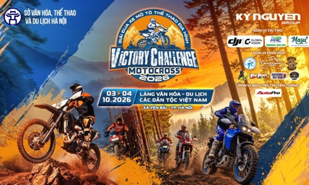 Hơn 100 tay đua tranh tài tại Giải đua xe mô tô thể thao địa hình Victory Challenge 2026 ở Hà Nội