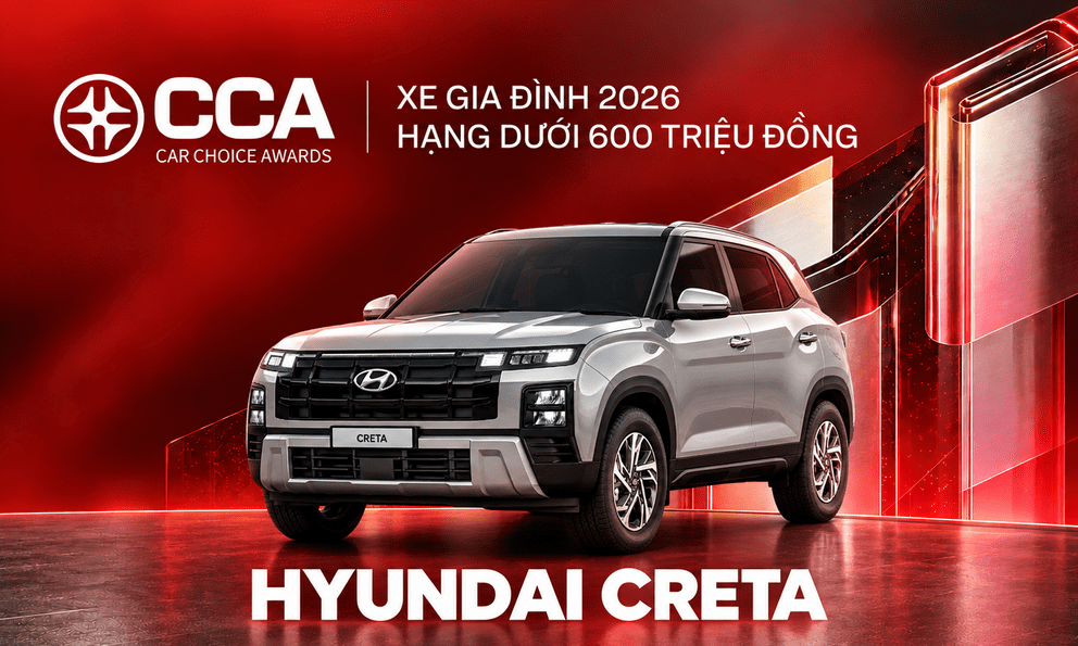 Hyundai Creta thắng giải ‘Xe gia đình 2026 - Hạng dưới 600 triệu đồng’ tại CCA 2026 dù không đứng top bình chọn