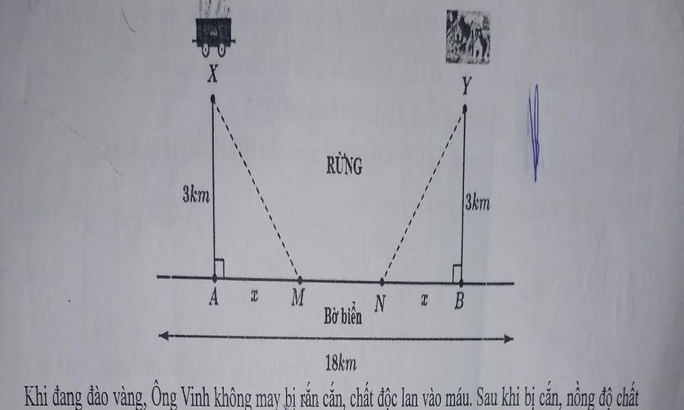 Bài Toán với dữ liệu đang khiến dân tình cười nghiêng ngả: Ông Vinh bị rắn cắn, chất độc lan vào máu nhưng ông chạy từ rừng ra biển!