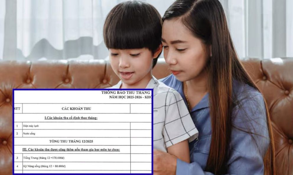 Xuất hiện phiếu thu tiền học 