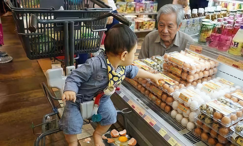 Cháu làm vỡ hết trứng trong siêu thị, ông nội có cách xử lý lay động lòng người 