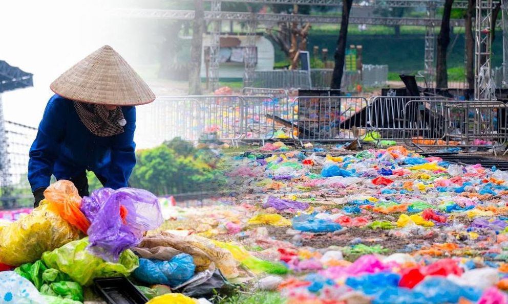 Công viên Yên Sở ngập rác sau Concert Những Thành Phố Mơ Màng, UBND phường chỉ đạo khẩn trương dọn dẹp
