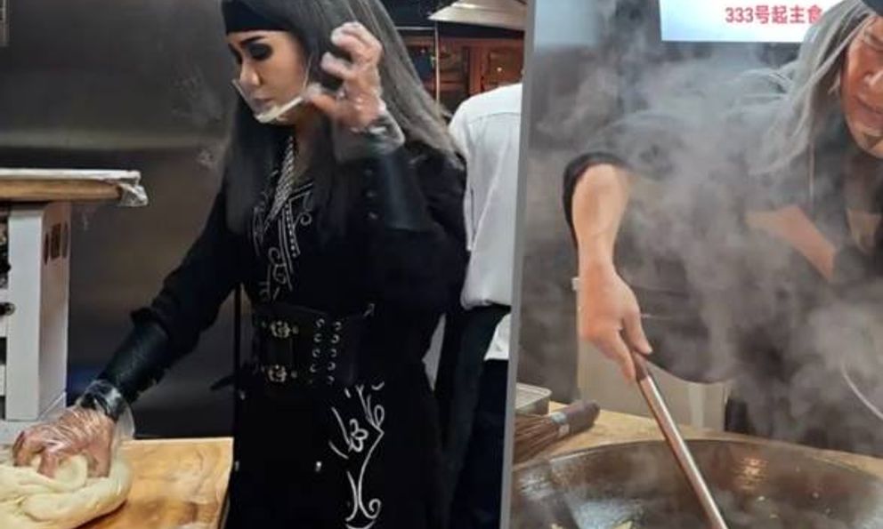 Trải nghiệm ẩm thực võ hiệp có 1-0-2, nhân viên cosplay Hoàng Dung bưng bê, Mai Siêu Phong nhồi bột gây sốt