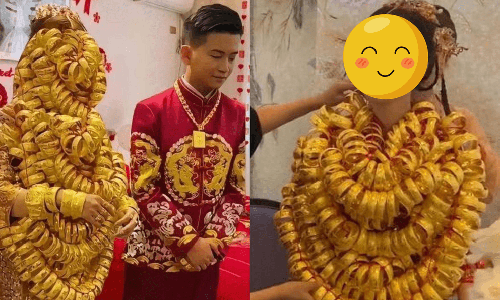 Cô dâu đeo vàng cưới đến 