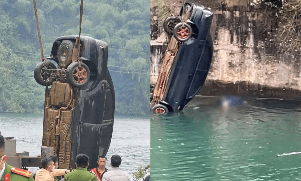 Cận cảnh hiện trường phát hiện xế hộp chìm dưới lòng hồ thủy điện Hòa Bình, bên trong có thi thể nam giới