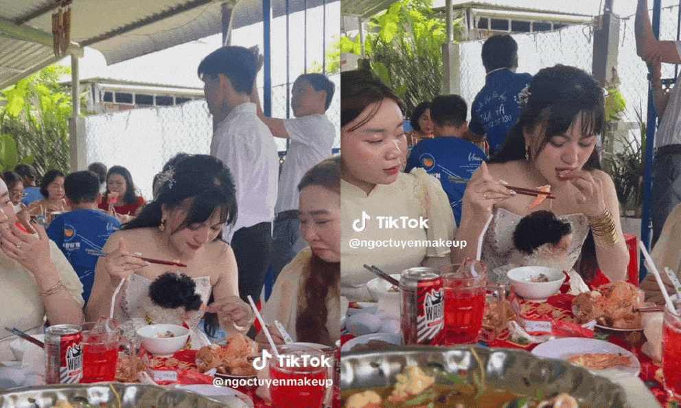 Bị phản ứng vì hành động gây tranh cãi với cún cưng trong bàn tiệc cưới, cô dâu lên tiếng giải thích