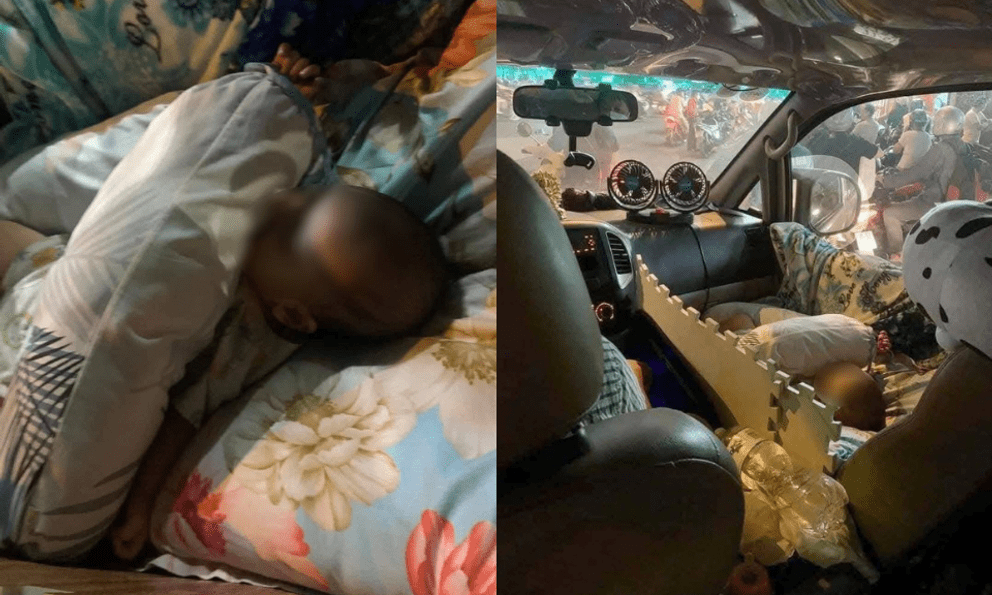 Đôi vợ chồng sững sờ khi bước lên xe công nghệ thì thấy ngoài bác tài còn có một em bé 6 tháng tuổi đang trong tình trạng khó tin