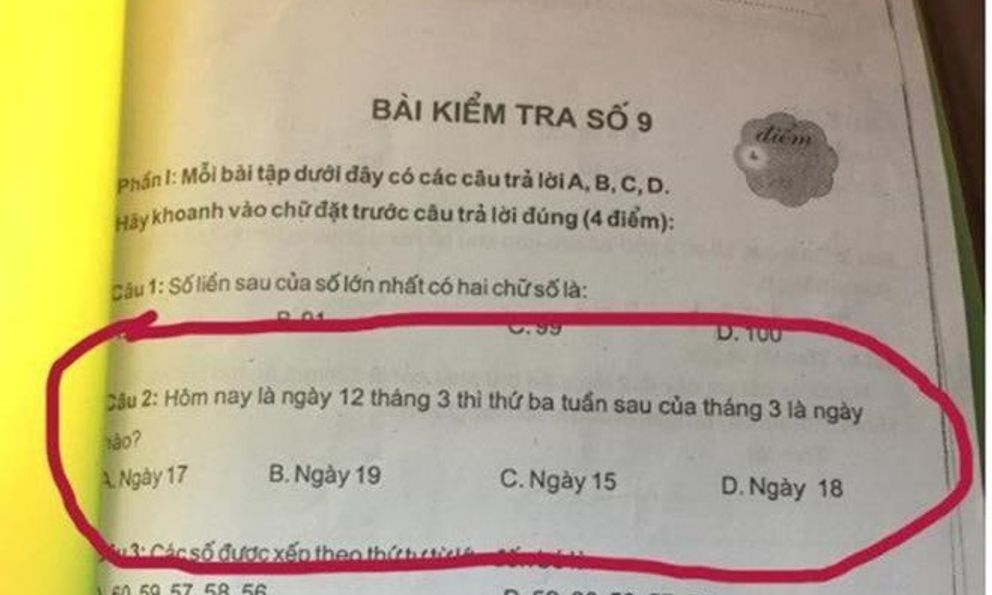 Bài toán tính ngày tháng của học sinh tiểu học khiến người lớn cũng phải lao đao