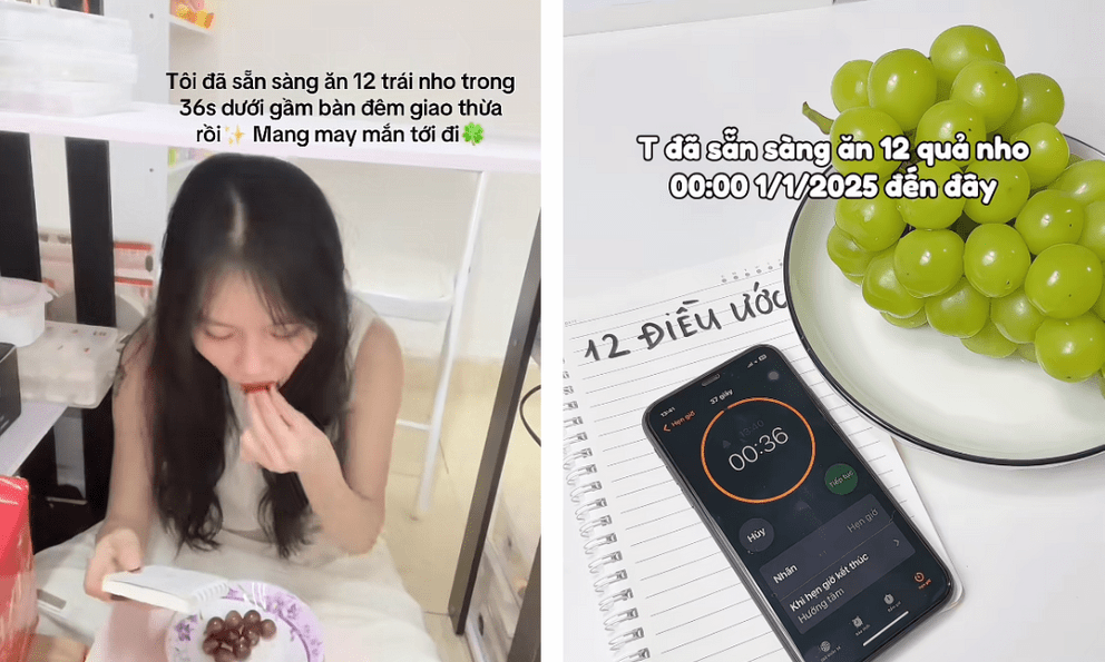 Dở khóc dở cười trend ăn nho vào 0h ngày 1/1: Chọn sai loại là 