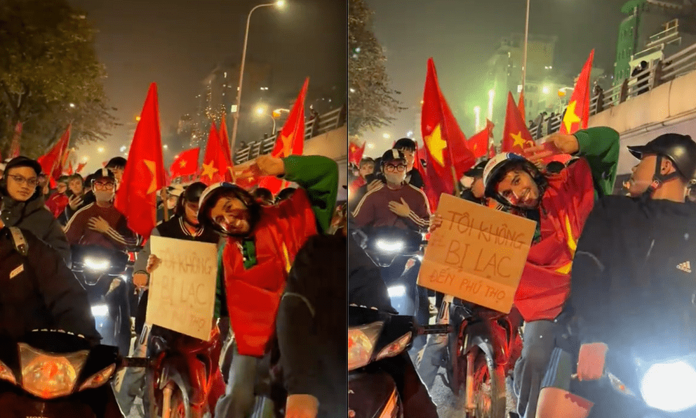 Anh Tây đi bão nhiệt tình nhất đêm qua: Lần này không lạc đến Phú Thọ nữa nhưng đọc kỹ tấm biển ai cũng bật cười