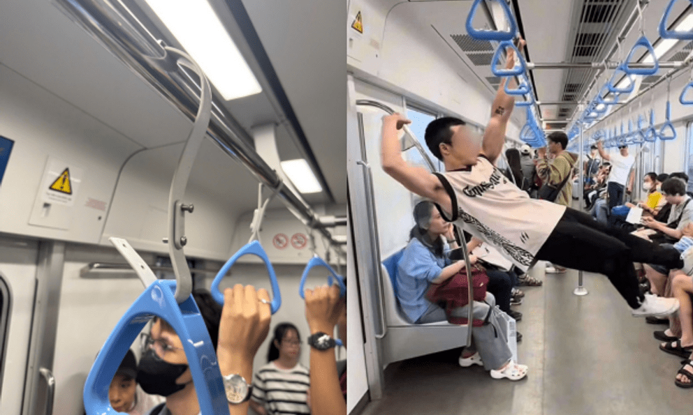 Hình ảnh khó hiểu của nam thanh niên cơ bắp trên tuyến Metro số 1 