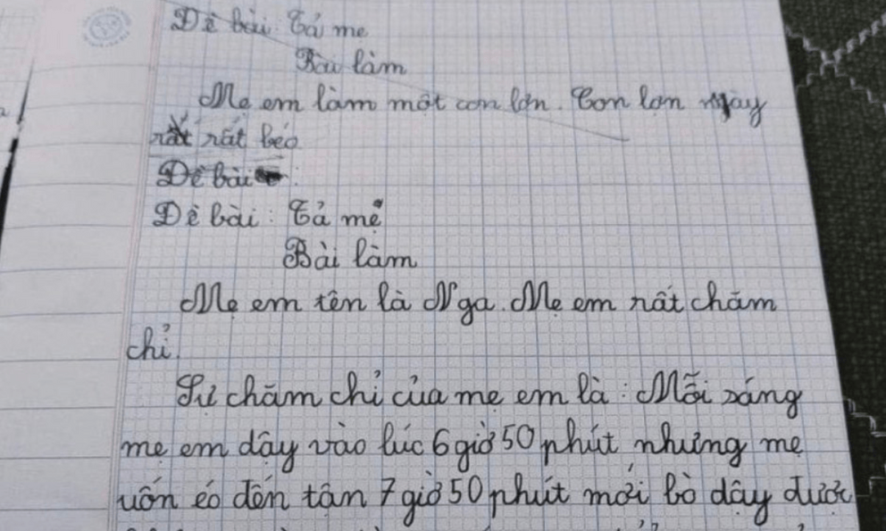 Học sinh tiểu học tả mẹ 