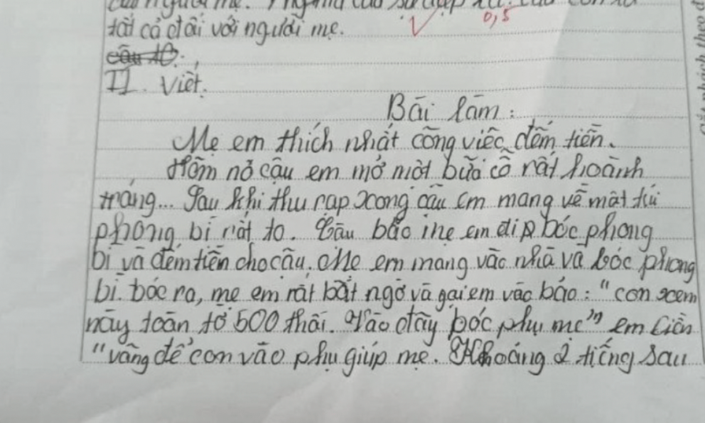 Học sinh tiểu học viết văn tả mẹ 