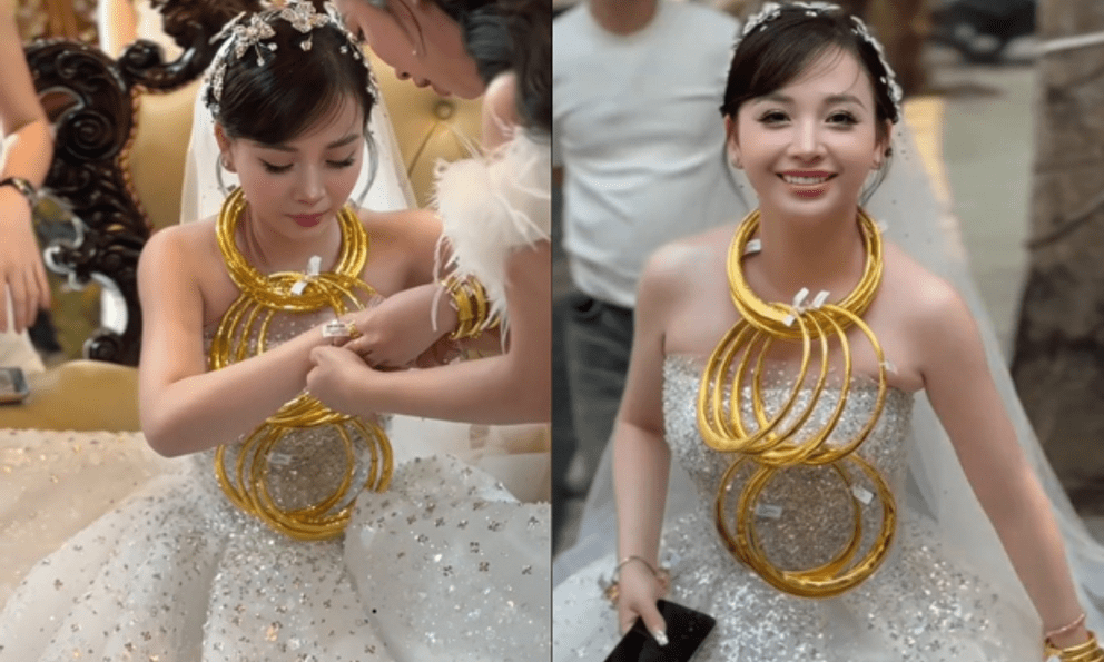 Cô dâu Thanh Hoá trĩu cổ nhận cả chục cây vàng trong ngày vui, tiết lộ nguyên nhân 