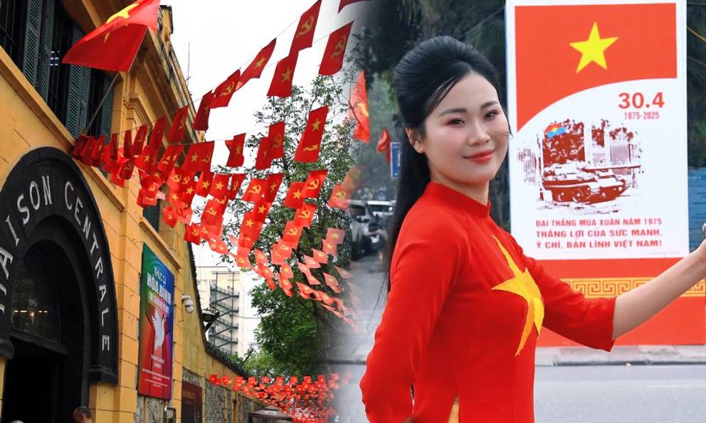 Cờ hoa, áo đỏ, rộn ràng phố phường: Hà Nội 