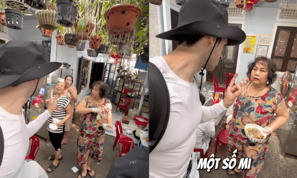 Chỉ 1 bát mì mà cần tới 4 người phụ nữ Việt Nam hướng dẫn cho 2 anh Tây cách ăn, tới lúc nghe giá thì dân mạng ngỡ ngàng