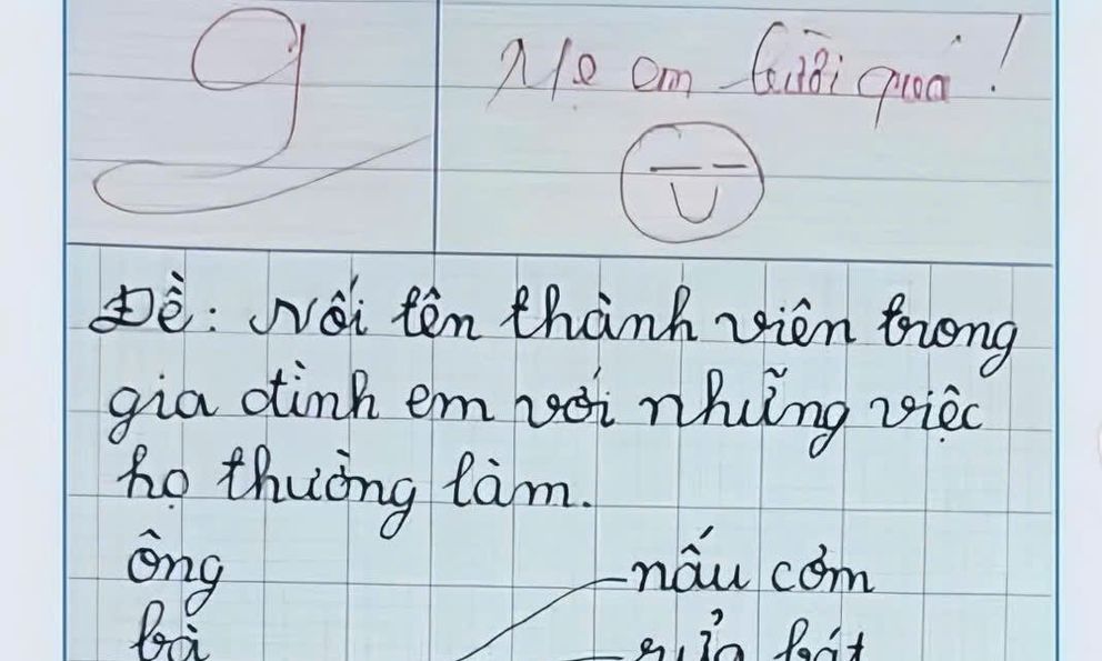 Học sinh lớp 1 làm bài tập tiếng Việt, được hẳn 9 điểm nhưng dân mạng đọc xong chỉ biết thốt lên: 