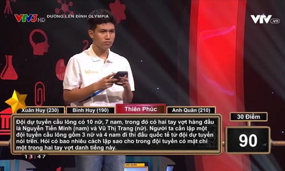 Câu hỏi toán học 20 giây ở phần thi Về đích khiến cả 4 thí sinh Olympia 