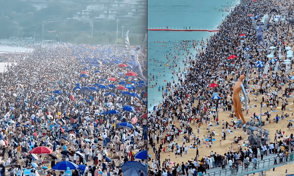 Cảnh tượng du khách chật kín ở một bãi biển khiến cư dân mạng tròn mắt, nhiều người không tin đó là sự thật