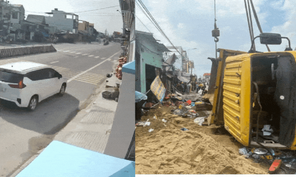 Kinh hoàng clip xe tải tông xe máy ngã la liệt rồi lật vào nhà dân, 5 người thương vong: Hiện trường hỗn loạn, nhiều tiếng la hét