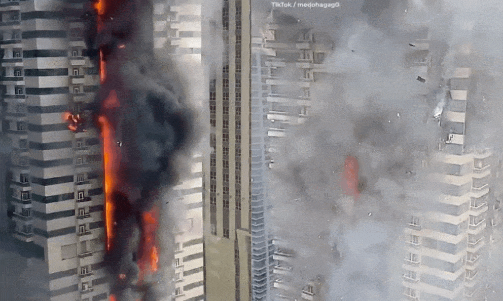 Kinh hoàng khoảnh khắc tòa nhà hạng sang chọc trời ở Dubai cháy như đuốc, hàng nghìn cư dân tháo chạy trong đêm