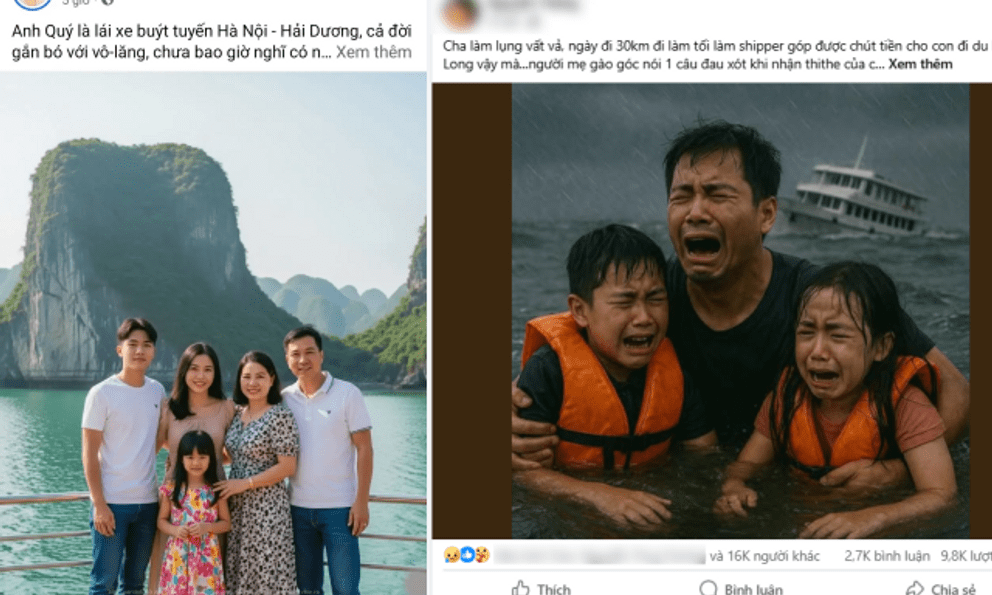 Phẫn nộ chiêu trò dùng AI bịa chuyện thương tâm, tạo ảnh giả mạo để câu tương tác từ vụ lật tàu ở Hạ Long