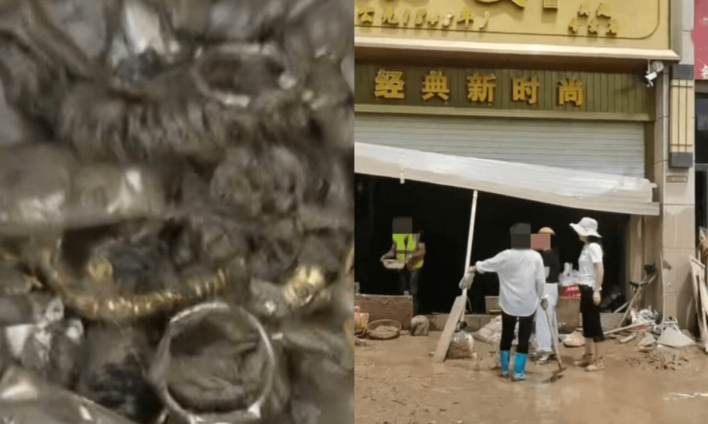 Trung Quốc: Tiệm kim hoàn bị lũ cuốn trôi 20kg vàng, dân làng đổ xô đi 