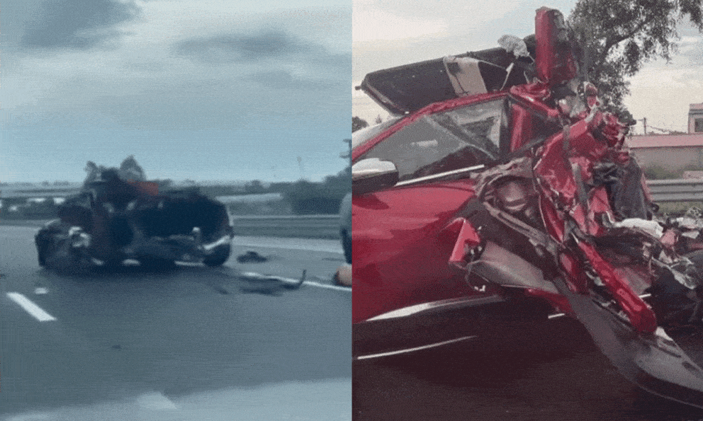 Hiện trường kinh hoàng vụ tai nạn trên cao tốc Hà Nội - Hải Phòng: Xe con bị vò nát, mảnh vỡ la liệt trên đường