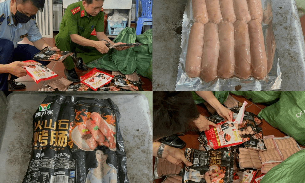 Hà Nội: Thu giữ gần 1 tấn xúc xích, lạp xưởng nướng đá 