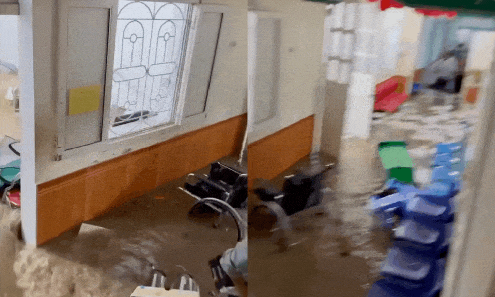 Clip: Lũ lụt ập vào bệnh viện tại Sơn La do ảnh hưởng bão Matmo, nhân viên y tế vật lộn giữa dòng nước