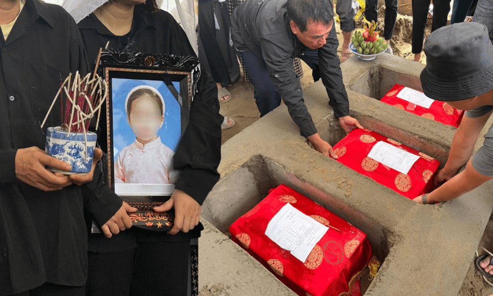 Vụ nghi bố ôm 2 con gái nhảy sông: Tang thương ba nấm mộ xếp cạnh nhau