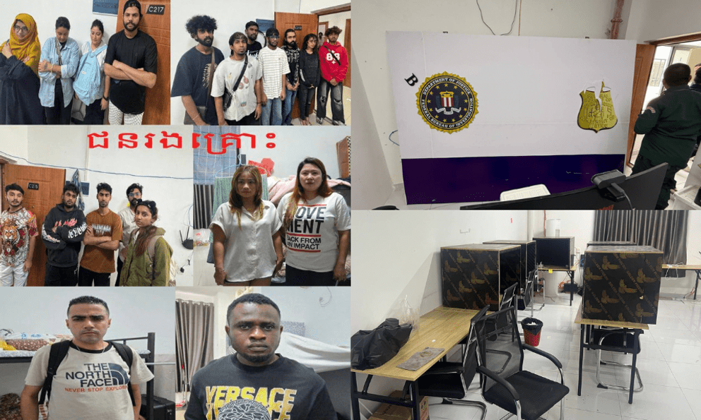 24 buồng gọi, 19 hộ chiếu, 20 điện thoại và phông nền FBI: Đột kích bên trong hang ổ lừa đảo xuyên quốc gia tại Campuchia