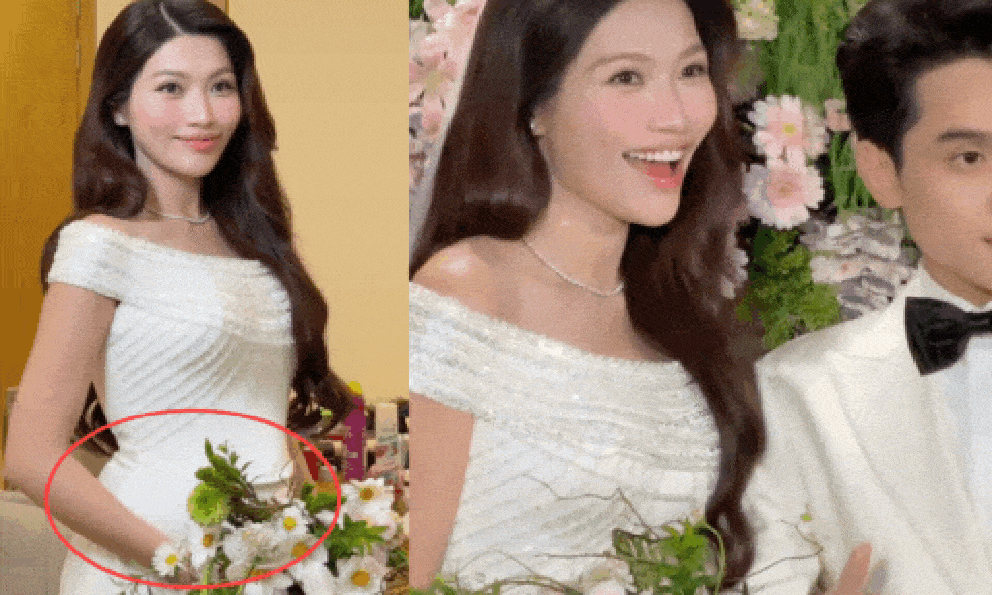 Á hậu Quỳnh Châu lộ vóc dáng khác lạ trong lễ cưới với chồng thiếu gia tại Đà Lạt 