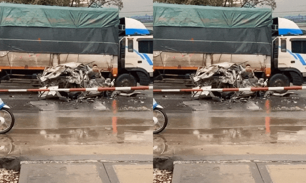 Clip gây choáng trong vụ tai nạn tại Ninh Bình: Xe con bị vò nát như giấy, tài xế vẫn an toàn như chưa có chuyện gì xảy ra